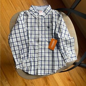 NWT Gymboree plaid button down with bunny logo